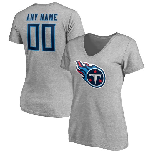 Women's Tennessee Titans Team Custom V-Neck T-Shirt - Gray