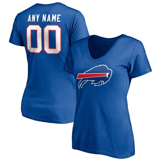 Women's Buffalo Bills Team Personalized Name & Number V-Neck T-Shirt - Royal