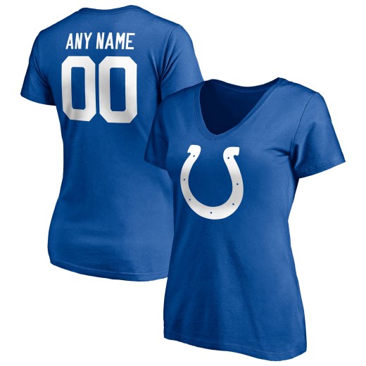Women's Indianapolis Colts Team Personalized Name & Number V-Neck T-Shirt - Royal