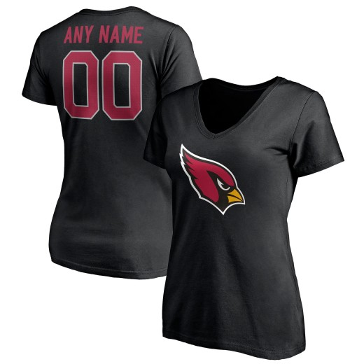 Women's Arizona Cardinals Team Personalized Name & Number V-Neck T-Shirt - Black