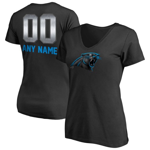 Women's Carolina Panthers Personalized Midnight Mascot T-Shirt - Black