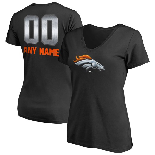 Women's Denver Broncos Personalized Midnight Mascot T-Shirt - Black