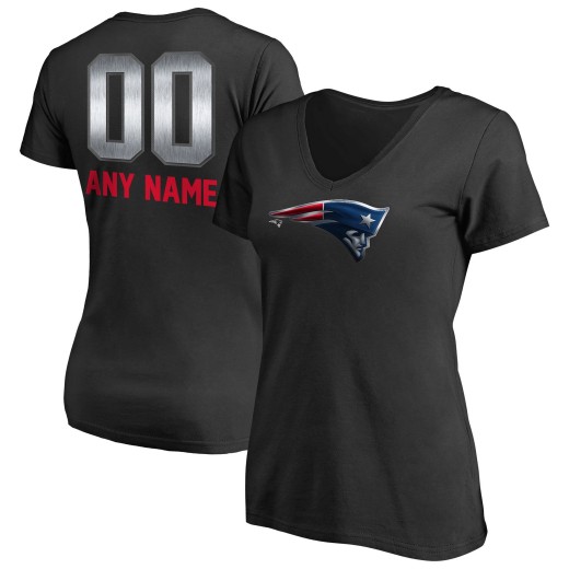 Women's New England Patriots Personalized Midnight Mascot T-Shirt - Black