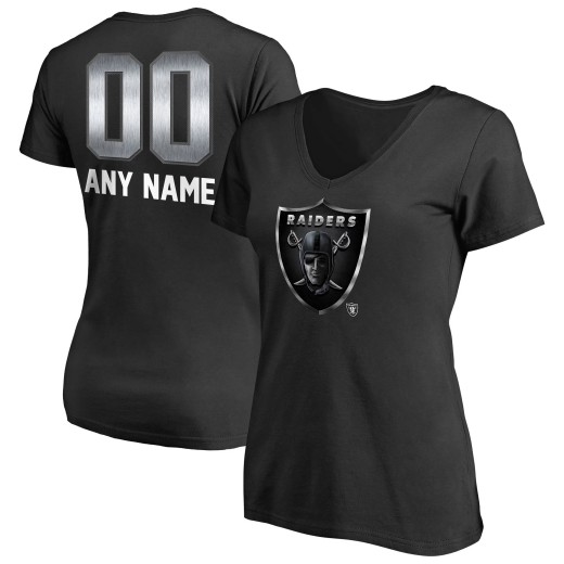 Women's Las Vegas Raiders Personalized Midnight Mascot T-Shirt - Black