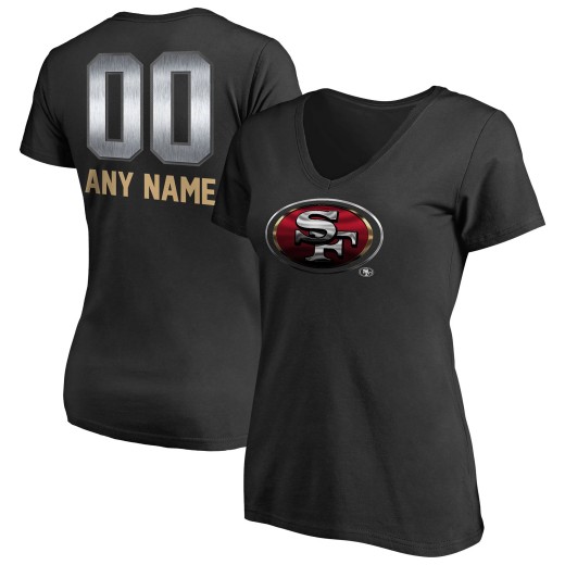 Women's San Francisco 49ers Personalized Midnight Mascot T-Shirt - Black