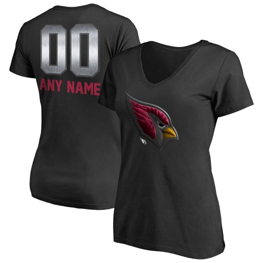 Women's Arizona Cardinals Personalized Midnight Mascot T-Shirt - Black