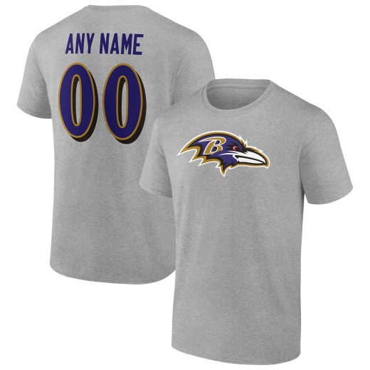 Men's Baltimore Ravens Team Custom T-Shirt - Heathered Gray