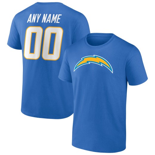 Men's Los Angeles Chargers Team Personalized Name & Number T-Shirt - Powder Blue