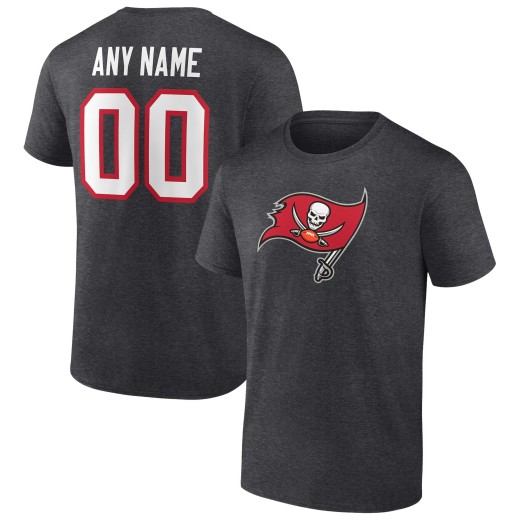 Men's Tampa Bay Buccaneers Team Logo Personalized Name & Number T-Shirt - Charcoal