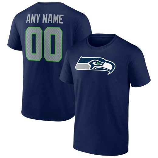 Men's Seattle Seahawks Team Personalized Name & Number T-Shirt - College Navy