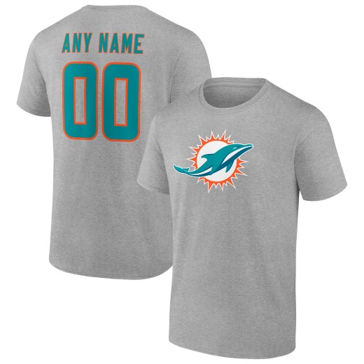 Men's Miami Dolphins Team Custom T-Shirt - Heathered Gray