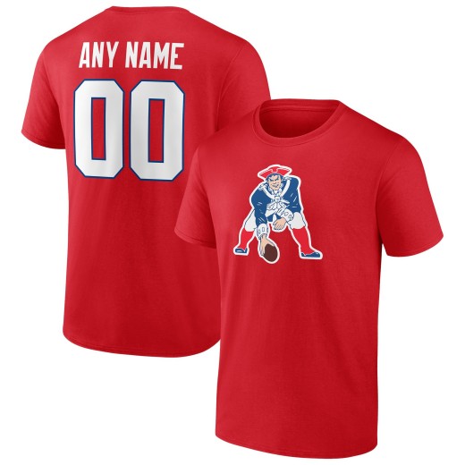 Men's New England Patriots Team Logo Personalized Name & Number T-Shirt - Red