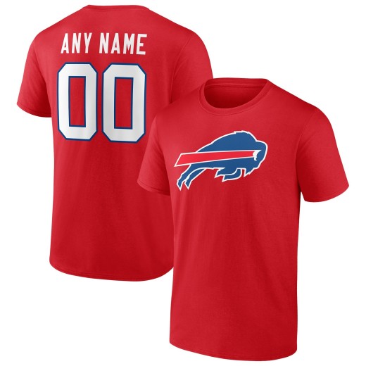 Men's Buffalo Bills Team Logo Personalized Name & Number T-Shirt - Red