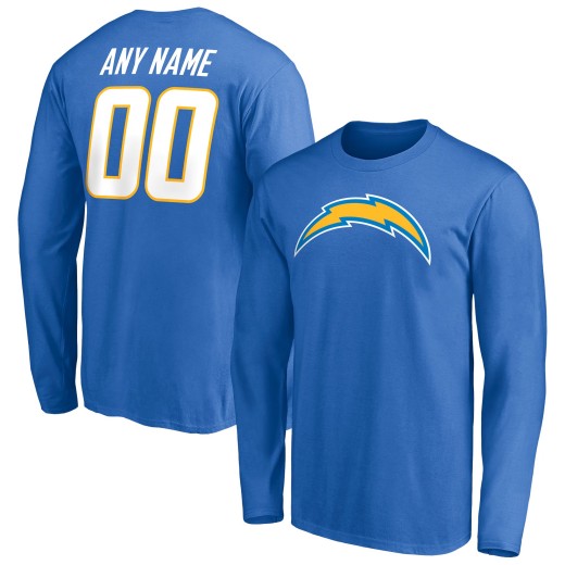 Men's Los Angeles Chargers Team Personalized Name & Number Long Sleeve T-Shirt - Powder Blue