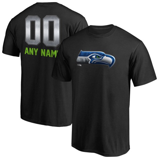 Men's Seattle Seahawks Personalized Midnight Mascot T-Shirt - Black