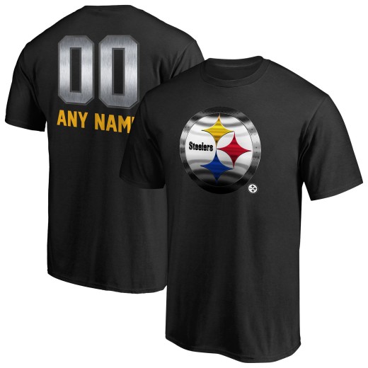 Men's Pittsburgh Steelers Personalized Midnight Mascot T-Shirt - Black