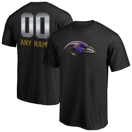 Men's Baltimore Ravens Personalized Midnight Mascot T-Shirt - Black