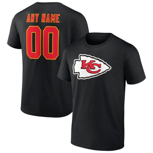 Men's Kansas City Chiefs Team Logo Personalized Name & Number T-Shirt - Black