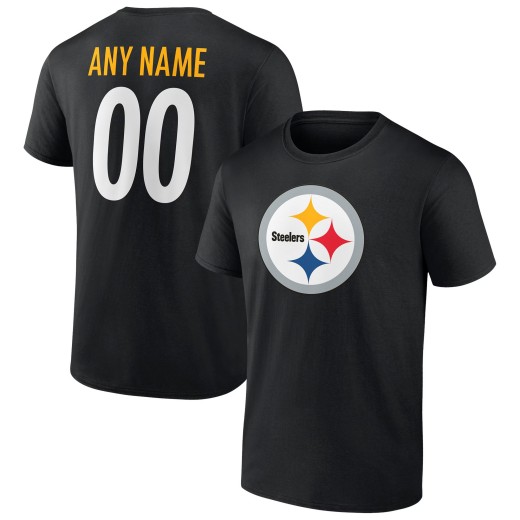 Men's Pittsburgh Steelers Team Personalized Name & Number T-Shirt - Black