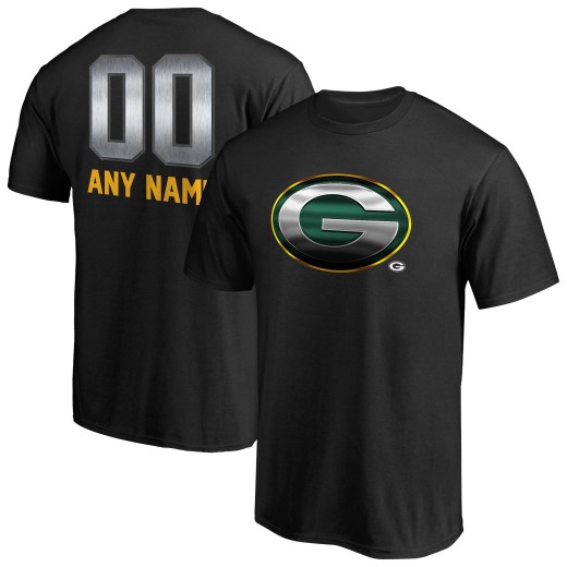 Men's Green Bay Packers Personalized Midnight Mascot T-Shirt - Black