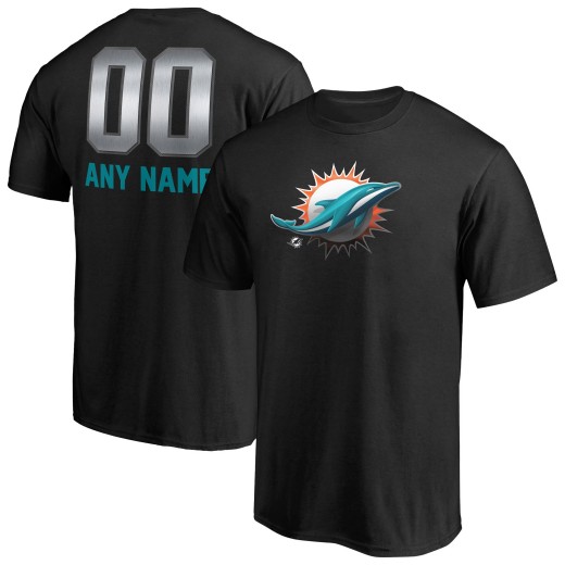 Men's Miami Dolphins Personalized Midnight Mascot T-Shirt - Black