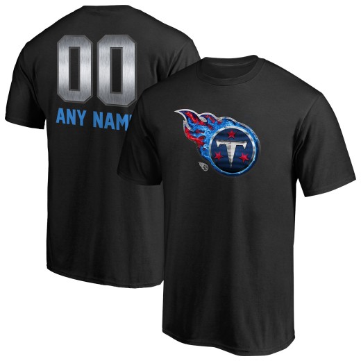 Men's Tennessee Titans Personalized Midnight Mascot T-Shirt - Black
