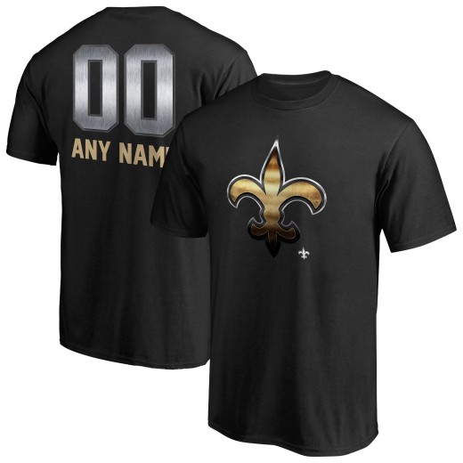 Men's New Orleans Saints Personalized Midnight Mascot T-Shirt - Black