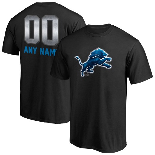 Men's Detroit Lions Personalized Midnight Mascot T-Shirt - Black