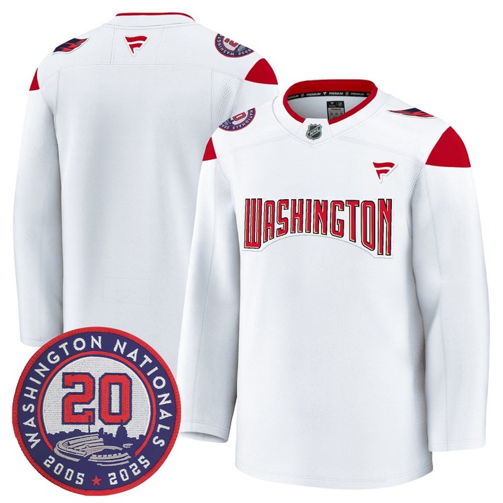 Men's Washington Capitals Blank White 20th Anniversary Seasons Patch Premium Stitched Jersey
