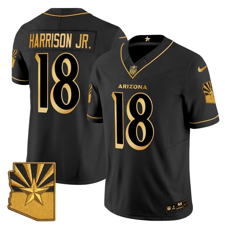 Men's Arizona Cardinals #18 Marvin Harrison Jr. Black Gold 2025 Nike Rivalries Vapor Limited Stitched Jersey