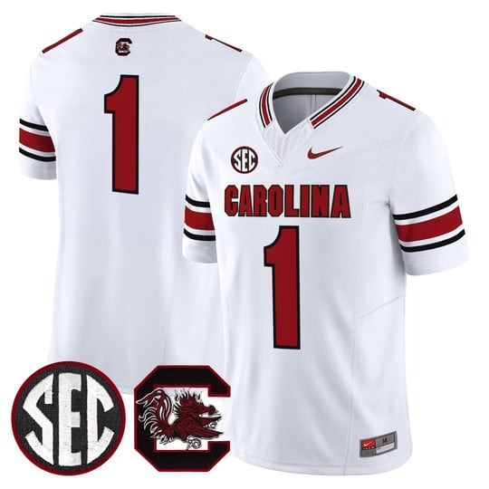 Men's South Carolina Gamecocks #1 White Nike Limited Stitched Football Jersey