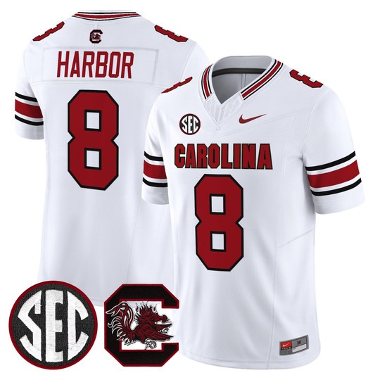 Men's South Carolina Gamecocks #8 Nyck Harbor White Nike Limited Stitched Football Jersey