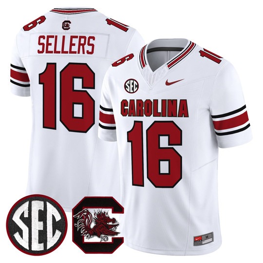 Men's South Carolina Gamecocks #16 LaNorris Sellers White Nike Limited Stitched Football Jersey