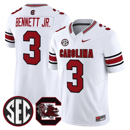 Men's South Carolina Gamecocks #3 Mazeo Bennett Jr. White Nike Limited Stitched Football Jersey