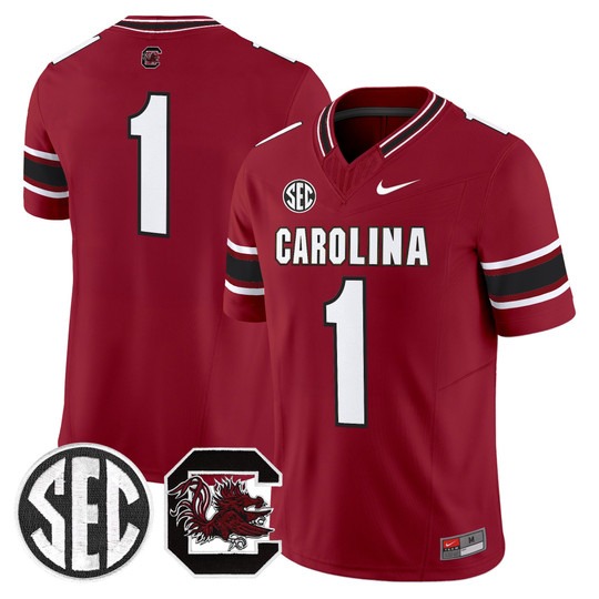 Men's South Carolina Gamecocks #1 White Nike Stitched Football Jersey