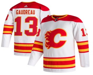Men's Calgary Flames #13 Johnny Gaudreau White adidas Away Authentic Jersey