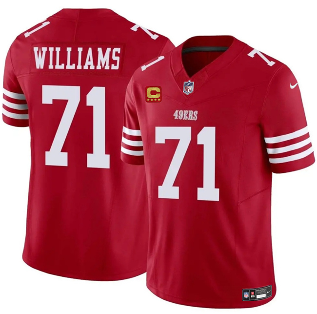 Men's San Francisco 49ers #71 Trent Williams Red 2025 F.U.S.E. With 4-Star C Patch Vapor Untouchable Limited Stitched Football Jersey Men's San Francisco 49ers #71 Trent Williams Red 2025 F.U.S.E. With 4-Star C Patch Vapor Untouchable Limited Stitched Football Jersey