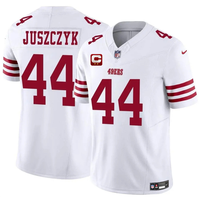Men's San Francisco 49ers #44 Kyle Juszczyk White 2025 F.U.S.E. With 2-Star C Patch Vapor Untouchable Limited Stitched Football Jersey Men's San Francisco 49ers #44 Kyle Juszczyk White 2025 F.U.S.E. With 2-Star C Patch Vapor Untouchable Limited Stitched Football Jersey