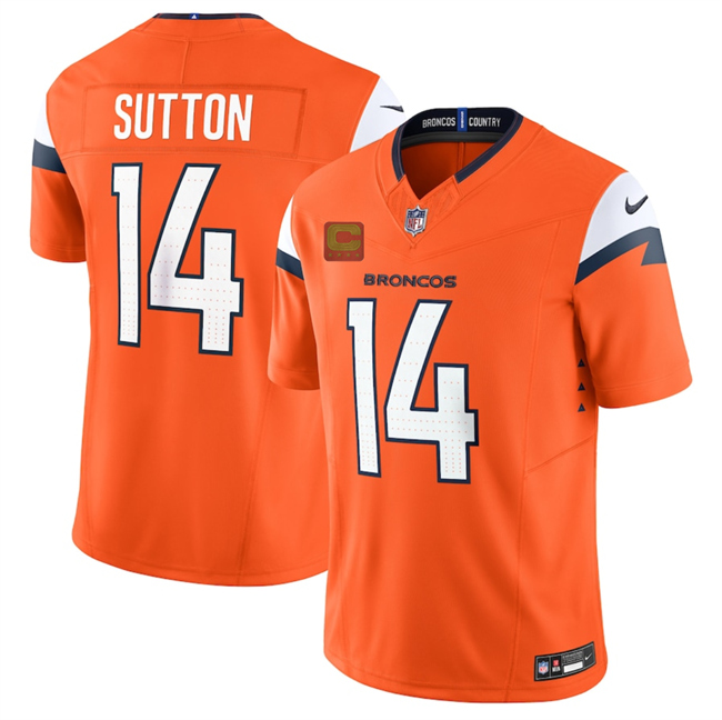 Men's Denver Broncos #14 Courtland Sutton Orange 2025 F.U.S.E. With 4-Star C Patch Vapor Limited Stitched Football Jersey Men's Denver Broncos #14 Courtland Sutton Orange 2025 F.U.S.E. With 4-Star C Patch Vapor Limited Stitched Football Jersey