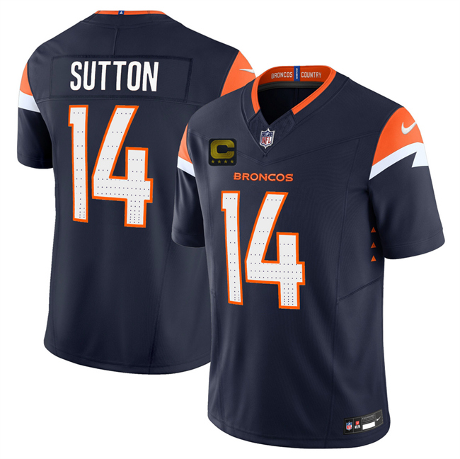 Men's Denver Broncos #14 Courtland Sutton Navy 2025 F.U.S.E. With 4-Star C Patch Vapor Limited Stitched Football Jersey Men's Denver Broncos #14 Courtland Sutton Navy 2025 F.U.S.E. With 4-Star C Patch Vapor Limited Stitched Football Jersey