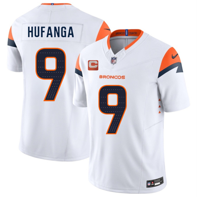 Men's Denver Broncos #9 Talanoa Hufanga White 2025 F.U.S.E. With 1-Star C Patch Vapor Limited Stitched Football Jersey Men's Denver Broncos #9 Talanoa Hufanga White 2025 F.U.S.E. With 1-Star C Patch Vapor Limited Stitched Football Jersey