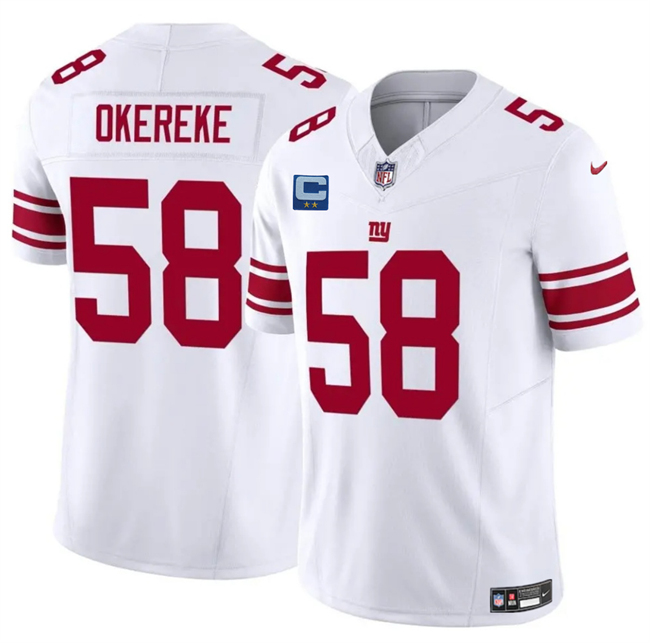 Men's New York Giants #58 Bobby Okereke White 2025 F.U.S.E. With 2-Star C Patch Vapor Untouchable Limited Stitched Jersey