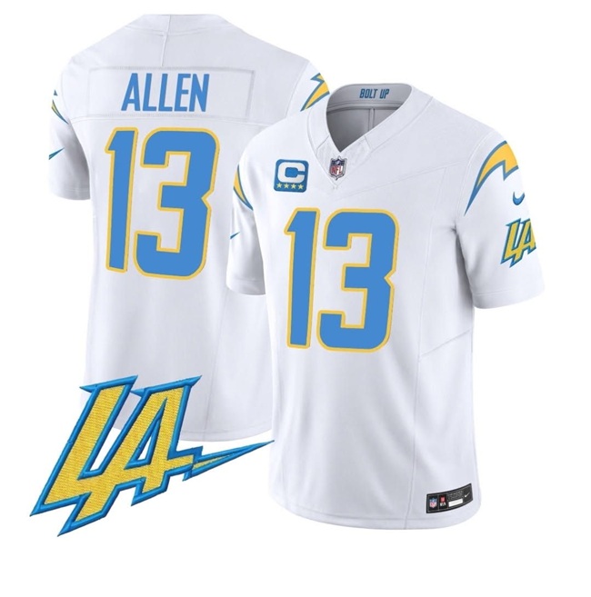 Men's Los Angeles Chargers #13 Keenan Allen White F.U.S.E With LA & 4-Star C Patch Vapor Limited Stitched Football Jersey Men's Los Angeles Chargers #13 Keenan Allen White F.U.S.E With LA & 4-Star C Patch Vapor Limited Stitched Football Jersey