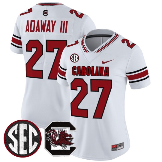 Women's South Carolina Gamecocks #27 Oscar Adaway III White Nike Limited Stitched Football Jersey