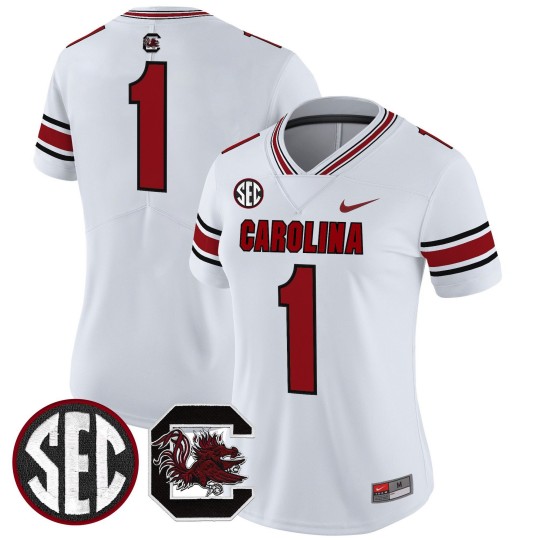 Women's South Carolina Gamecocks #1 White Nike Limited Stitched Football Jersey