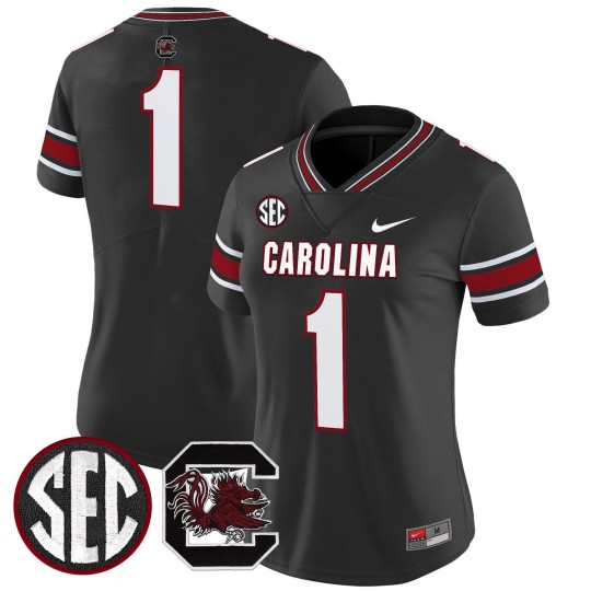 Women's South Carolina Gamecocks #1 Black Nike Limited Stitched Football Jersey