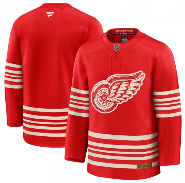 Men's Detroit Red Wings Blank Red 1926 Centennial Premium Stitched Hockey Jersey