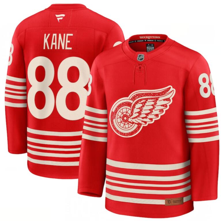 Men's Detroit Red Wings #88 Patrick Kane Red 1926 Centennial Premium Stitched Hockey Jersey