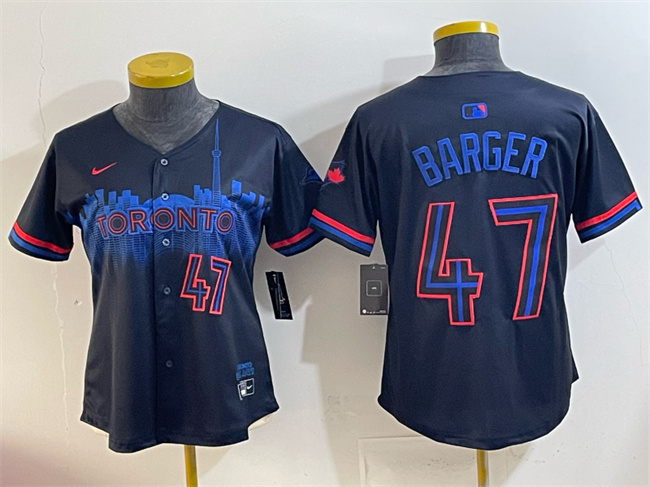 Women's Toronto Blue Jays #47 Addison Barger Navy 2024 City Connect Limited Stitched Baseball Jersey(Run Small)