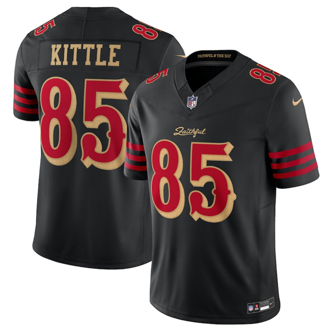 Women's San Francisco 49ers #85 George kittle Black 2025 F.U.S.E. “Rivalries” Vapor Limited Stitched Football Jersey(Run Small) Women's San Francisco 49ers #85 George kittle Black 2025 F.U.S.E. “Rivalries” Vapor Limited Stitched Football Jersey(Run Small)